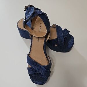 Lucky Brand Women's Navy Platform Sandals